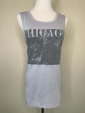 Project Social T Chicago Graphic Muscle T Shirt Blue Black Sz XS